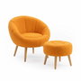 Atelier Del Sofa Lida - Conjunto de Sillón y Puff Naranja